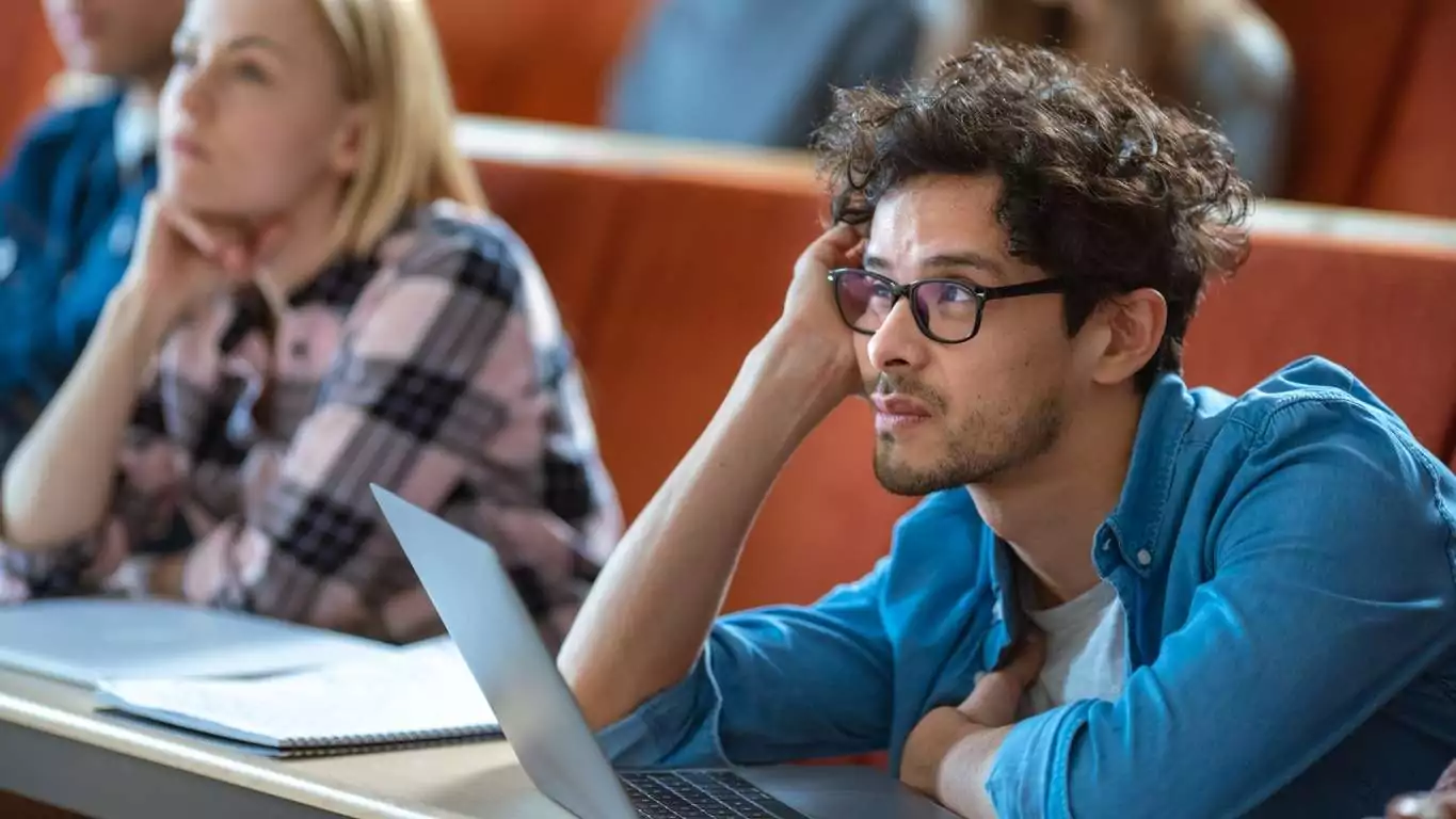 Man with ADHD struggling to pay attention
