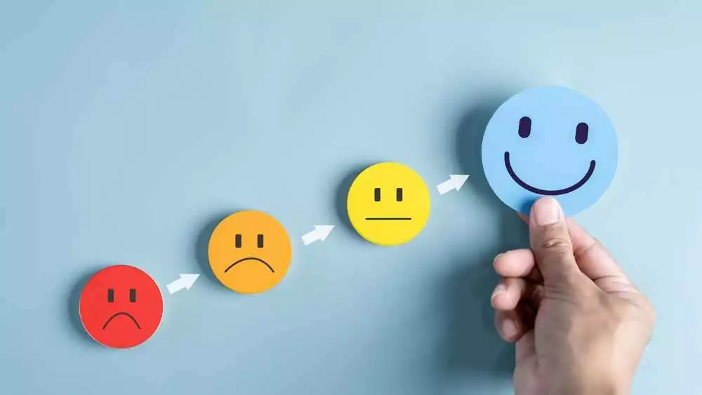 how to get esketamine Six-step guide: An image sequence capturing the emotional journey from sadness to happiness, reflecting the process of obtaining Esketamine for depression relief.
